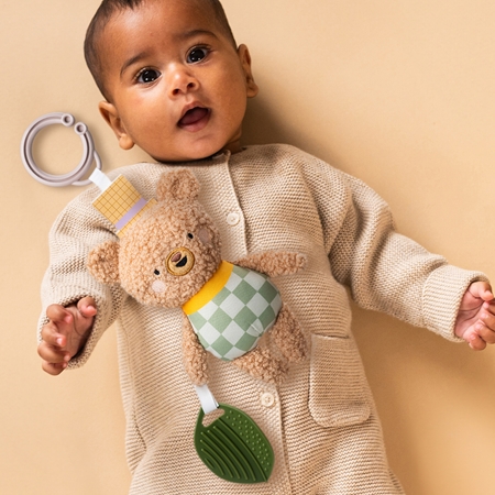 Taf Toys Activity Toy Brendon the Bear jouet contrasté à suspendre avec anneau de dentition