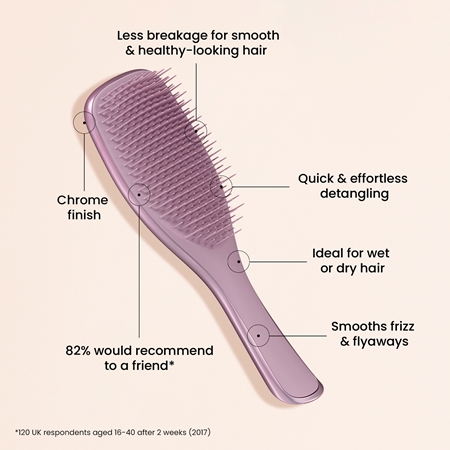 Tangle Teezer Ultimate Detangler Chrome plochý kartáč na rovné a kudrnaté vlasy