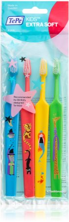 TePe Kids Extra Soft zubní kartáčky pro děti extra soft 4 ks