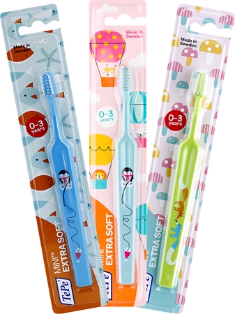 TePe Mini Illustration Kinderzahnbürste mit verkleinertem konischen Bürstenkopf extra soft