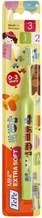TePe Mini Illustration Kinderzahnbürste mit verkleinertem konischen Bürstenkopf extra soft