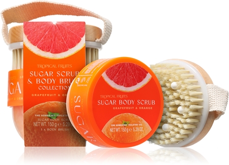 The Somerset Toiletry Co. Tropical Fruits Grapefruit & Orange kūno šveitiklis su cukrumi + šepetys