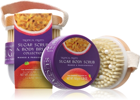 The Somerset Toiletry Co. Tropical Fruits Mango & Passionfruit kūno šveitiklis su cukrumi + šepetys