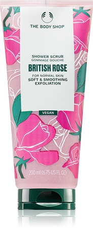 The Body Shop British Rose Shower Scrub jemný tělový peeling s vůní růží
