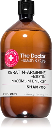 The Doctor Keratin + Arginine + Biotin Maximum Energy keratin sampon az erős és fénylő hajért