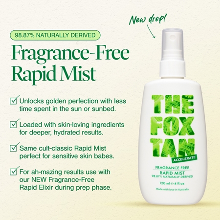 The Fox Tan Fragrance Free Mist tělový sprej urychlující opalování