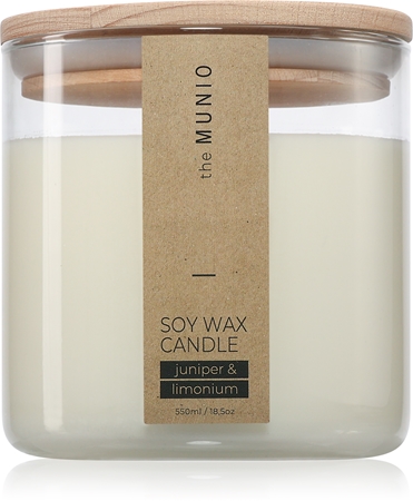 The Munio Juniper & Limonium candela profumata con stoppino in legno