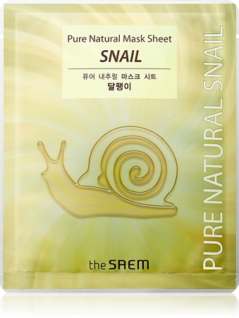 The Saem Pure Natural Snail máscara em folha com efeito revitalizante
