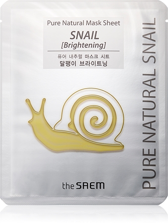 The Saem Pure Natural Snail plátýnková maska pro rozjasnění a vitalitu pleti