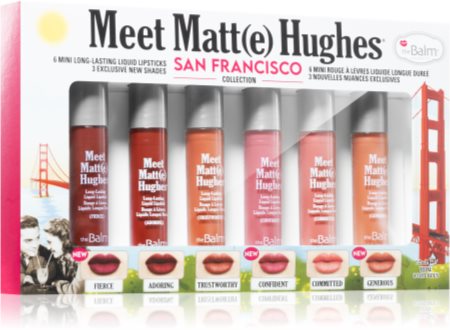 theBalm Meet Matt(e) Hughes Mini Kit San Francisco sada tekutých rúžov pre dlhotrvajúci efekt