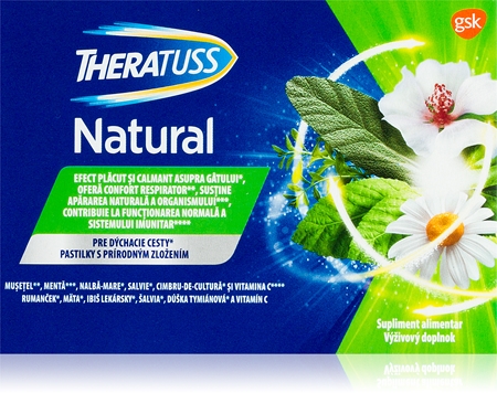 Theratuss Natural pastilky na podporu normálnej funkcie dýchacieho ústrojenstva