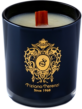 Tiziana Terenzi Black XIX March dišeča sveča z lesenim stenjem