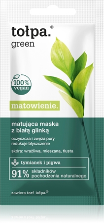 Tołpa Green Matt máscara de argila para diminuição de poros e aspeto mate