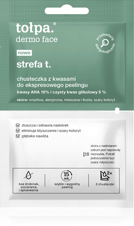 Tołpa Dermo Face T-Zone toalhetes exfoliantes para o rosto