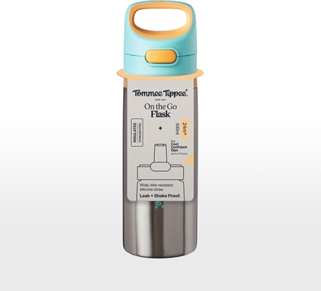 Tommee Tippee On The Go rostfreie Thermosflasche mit Silikonsauger
