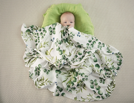 Tommy Lise Bamboo Muslin Swaddle Breezy Greenwood muselinas