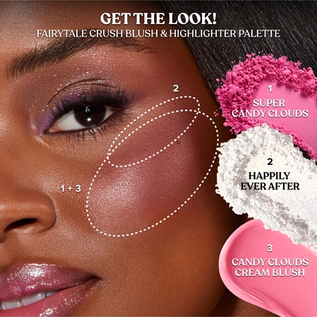 Too Faced Holiday Fairytale Crush Blush & Highlighter Set kontūravimo priemonių ir skaistalų paletė su švytėjimo suteikiančia priemone