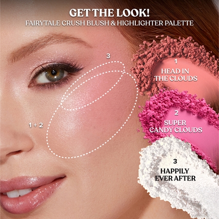 Too Faced Holiday Fairytale Crush Blush & Highlighter Set kontūravimo priemonių ir skaistalų paletė su švytėjimo suteikiančia priemone