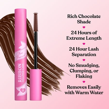 Too Faced Ribbon Wrapped Lash Chocolate ilginamasis blakstienų tušas tankioms blakstienoms