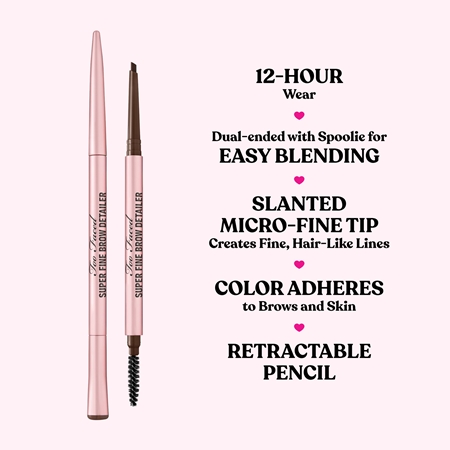 Too Faced Super Fine Brow Detailer Eyebrow Pencil ilgai išliekančio antakių kontūro pieštukas