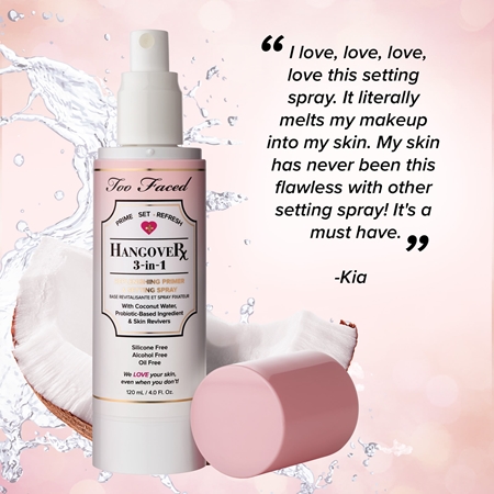 Too Faced Hangover 3-in-1 Replenishing Primer & Setting Spray Primer und Fixierspray in einem mit einer erfrischenden Wirkung