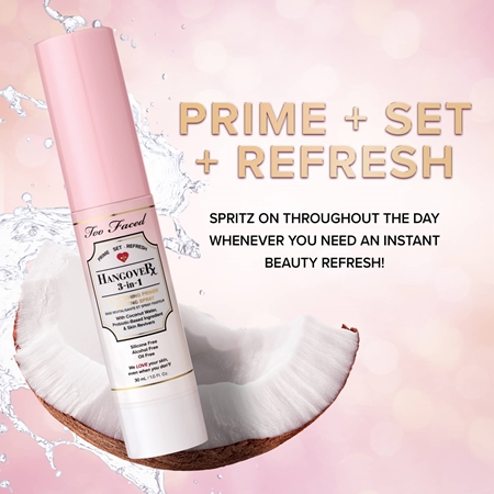 Too Faced Hangover 3-in-1 Replenishing Primer & Setting Spray Primer und Fixierspray in einem mit einer erfrischenden Wirkung