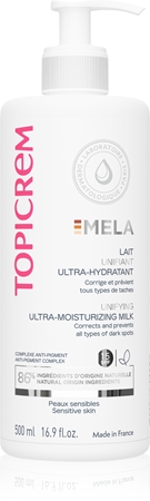 Topicrem MELA Unifying Ultra-Moisturizing Milk SPF15 feutigkeitsspendende Milch gegen Pigmentflecken