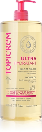 Topicrem UH BODY Shower Oil huile nettoyante hydratante pour peaux sèches et sensibles