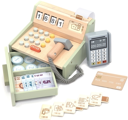 UMU Toys Wooden Cash Register aktivity hračka ze dřeva