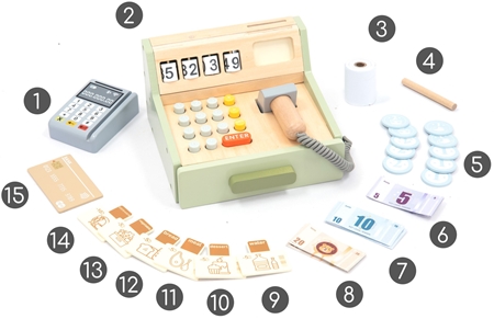 UMU Toys Wooden Cash Register aktivity hračka ze dřeva