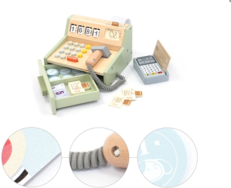 UMU Toys Wooden Cash Register aktivity hračka ze dřeva