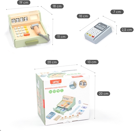 UMU Toys Wooden Cash Register aktivity hračka ze dřeva
