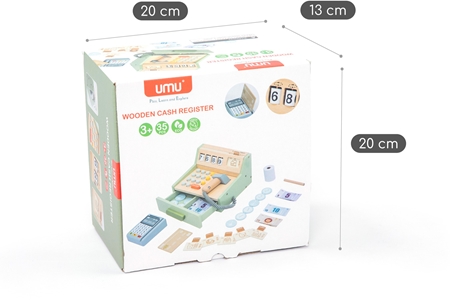UMU Toys Wooden Cash Register aktivity hračka ze dřeva