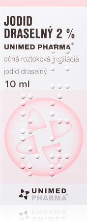 Unimed Pharma Jodid draselný 2 % očný roztok na drobné poranenia očných viečok, spojivky a rohovky