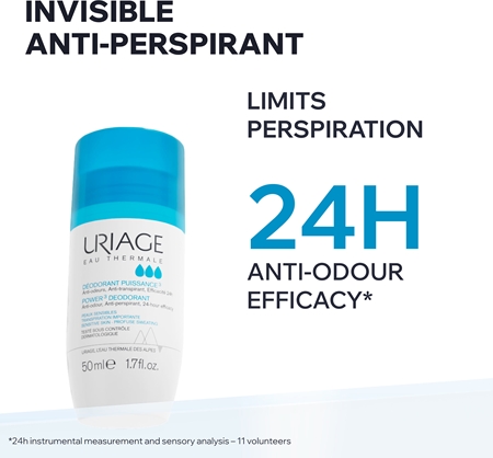 Uriage Hygiène Power3 Deodorant Roll-On Deodorant to treat white and yellow stains