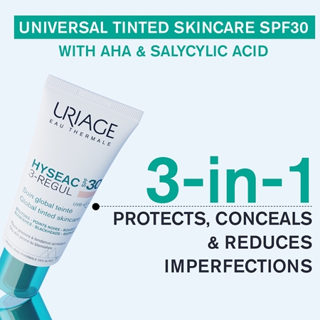 Uriage Hyséac 3-Regul kompleksna tonirana nega proti nepopolnostim kože SPF 30