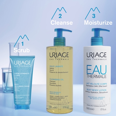 Uriage Hygiène Body Scrubbing Cream крем-пілінг для тіла для чутливої шкіри