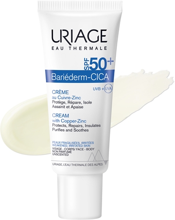 Uriage Bariéderm Cica-Créme au Cuivre-Zinc SPF 50+ crème réparatrice au cuivre et zinc SPF 50+