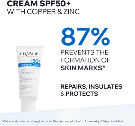 Uriage Bariéderm Cica-Créme au Cuivre-Zinc SPF 50+ crème réparatrice au cuivre et zinc SPF 50+