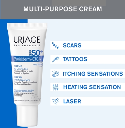 Uriage Bariéderm Cica-Créme au Cuivre-Zinc SPF 50+ crème réparatrice au cuivre et zinc SPF 50+