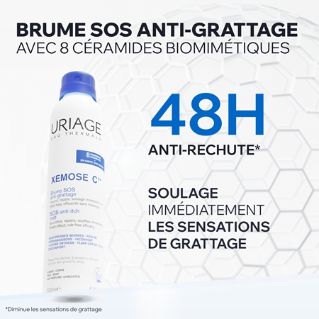 Uriage Xemose C8+ SOS Anti-Itch Mist spray SOS pour un apaisement immédiat des démangeaisons