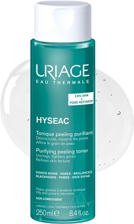 Uriage Hyséac Tonique Peeling Purifiant lotion tonique purifiante pour éliminer les excès de sébum et pores avec AHA Acids