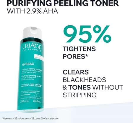 Uriage Hyseac Purifying Peeling Toner καθαριστικό τονωτικό για ρύθμιση σμίγματος και ελαχιστοποίηση των πόρων με ΑΗΑ