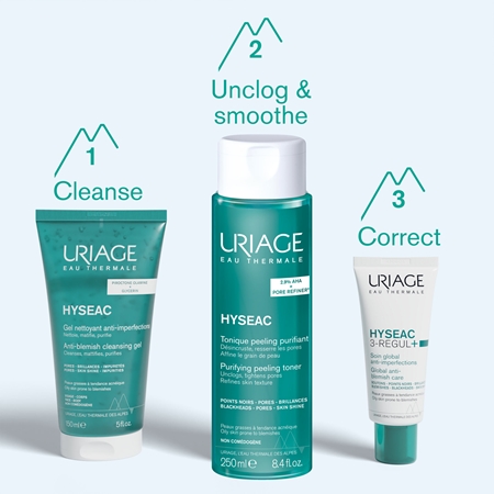 Uriage Hyséac Tonique Peeling Purifiant lotion tonique purifiante pour éliminer les excès de sébum et pores avec AHA Acids
