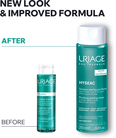 Uriage Hyseac Purifying Peeling Toner καθαριστικό τονωτικό για ρύθμιση σμίγματος και ελαχιστοποίηση των πόρων με ΑΗΑ