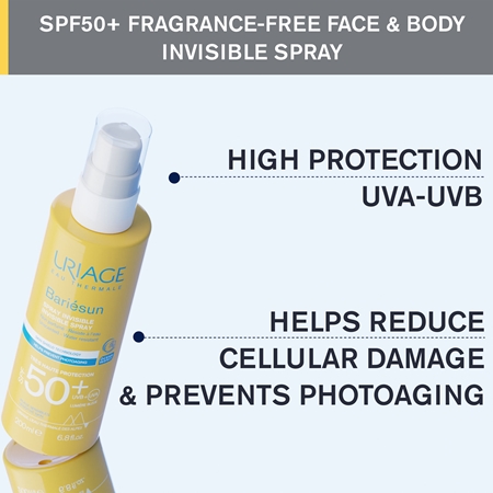 Uriage Bariésun Fragrance Free Invisible Spray SPF50+ ochranný sprej na tvár a telo SPF 50+