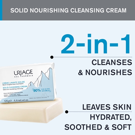 Uriage Hygiène Solid Cleansing Cream Mild krämrengörare med termiskt vatten