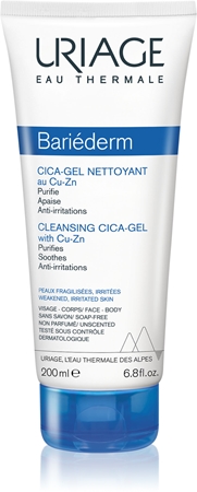 Uriage Bariéderm Cica Cleansing Gel with Copper-Zinc zklidňující čisticí gel na popraskanou pokožku