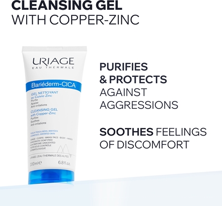 Uriage Bariéderm Cica Cleansing Gel with Copper-Zinc gel nettoyant apaisant pour les peaux crevassées