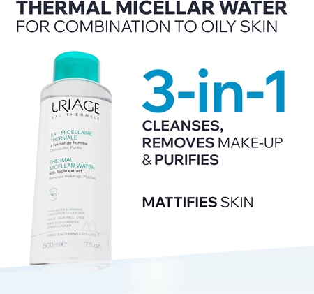 Uriage Hygiène Eau Micellaire Thermale - Peaux Mixtes A Grasses eau micellaire nettoyante pour peaux mixtes à grasses